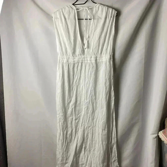 MONA SOL WO SIZE MEDIUM WHIT LOND BEACH COVER  UP / DRESS 100% COTTON SIDE SLITS - Picture 6 of 11